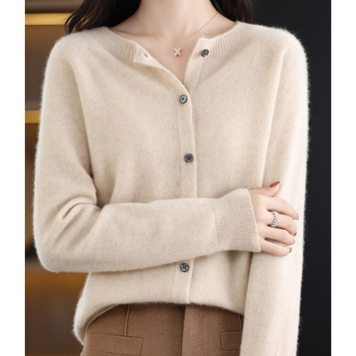 Nia Classic V-Neck Soft Knit Cardigan - view 15