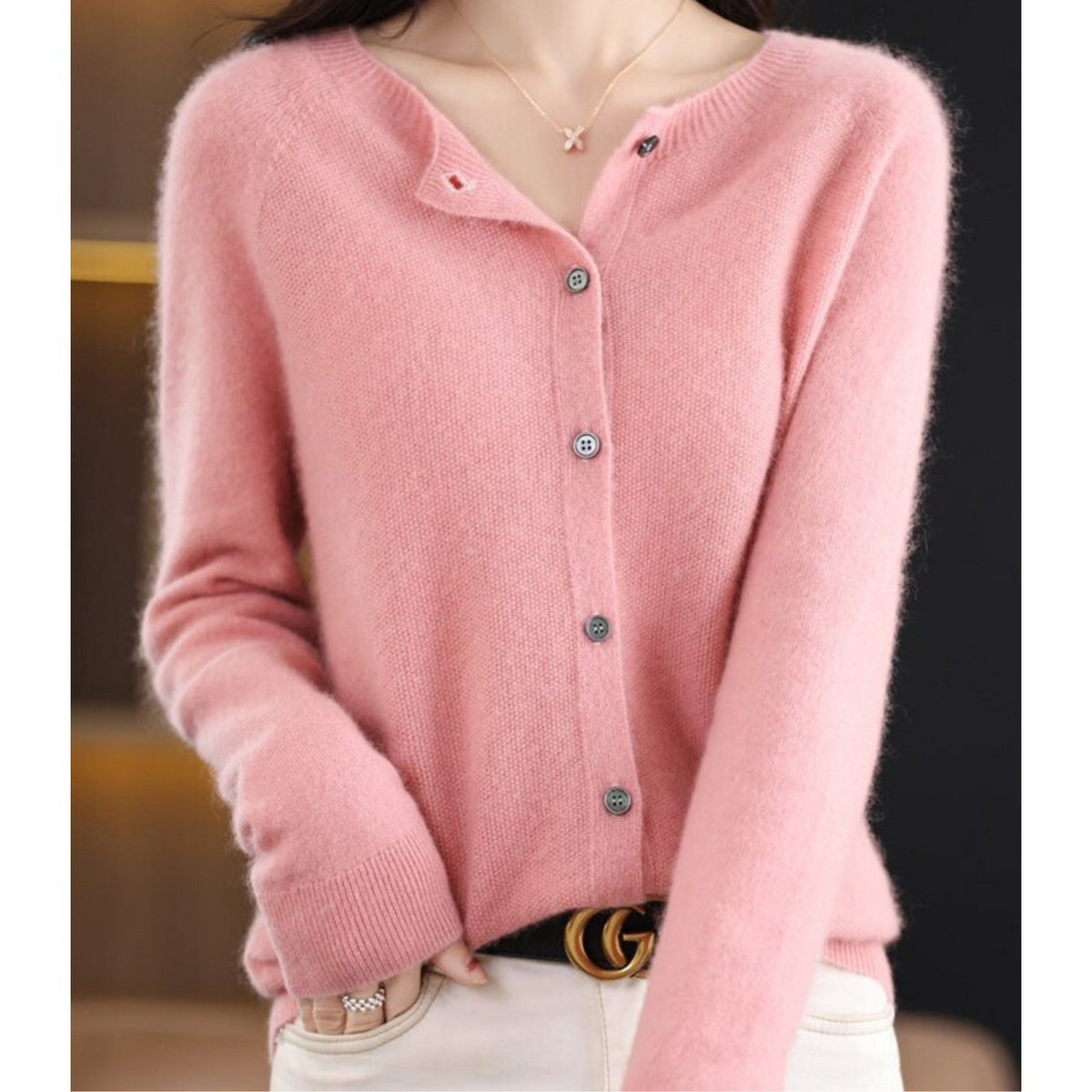 Nia Classic V-Neck Soft Knit Cardigan - view 2