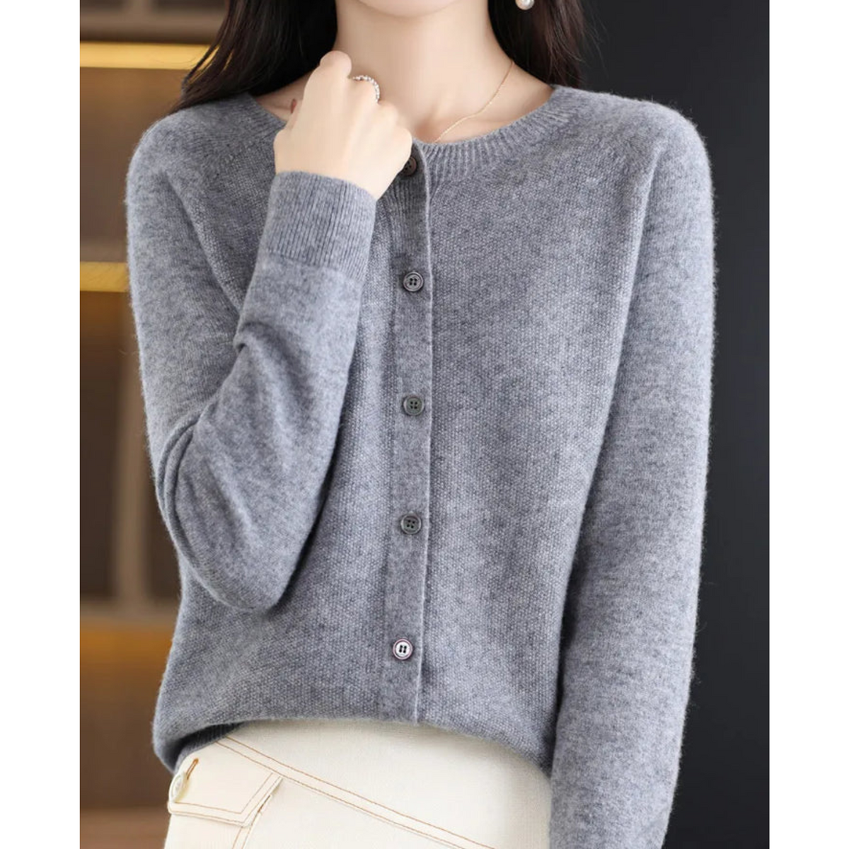 Nia Classic V-Neck Soft Knit Cardigan - view 7