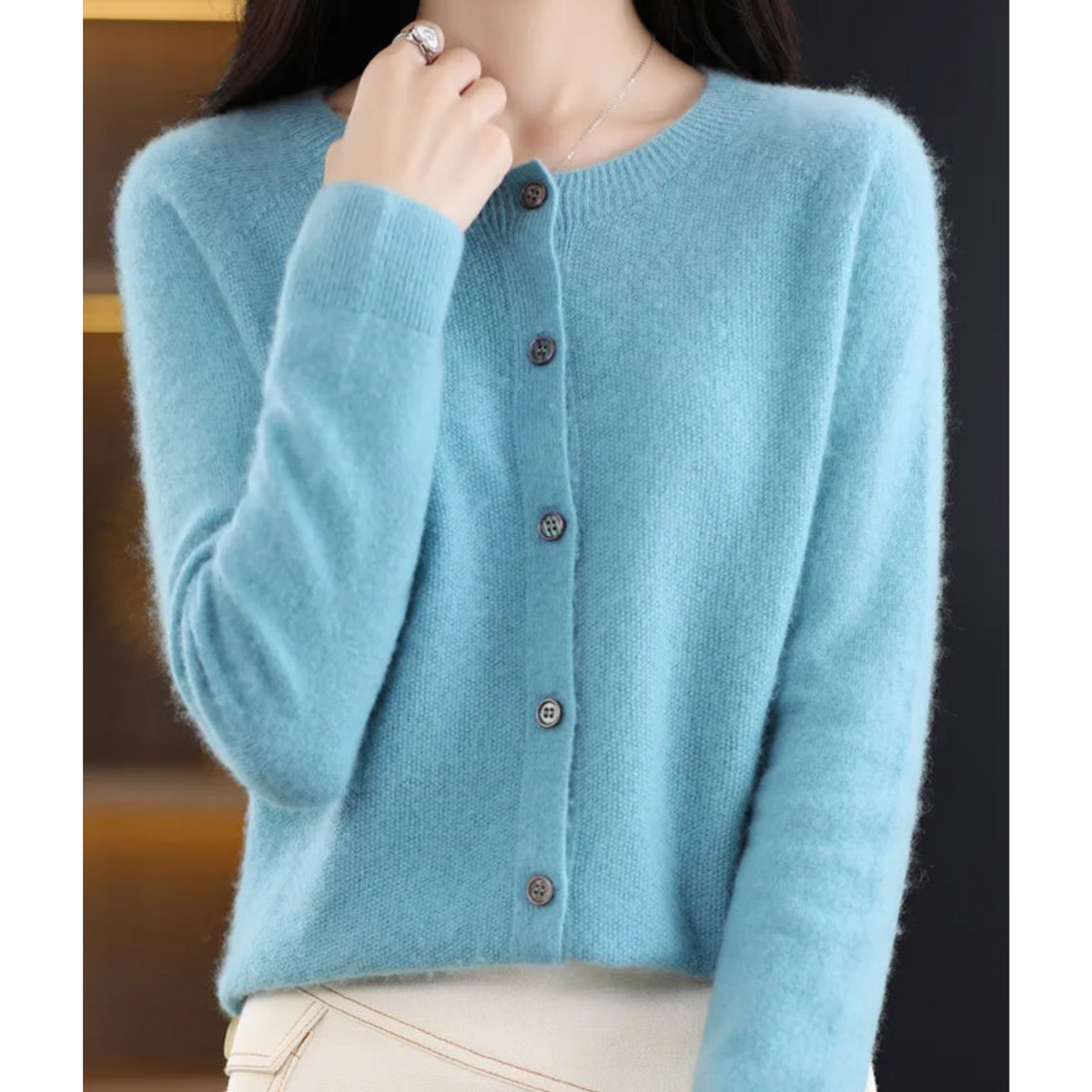 Nia Classic V-Neck Soft Knit Cardigan - view 4