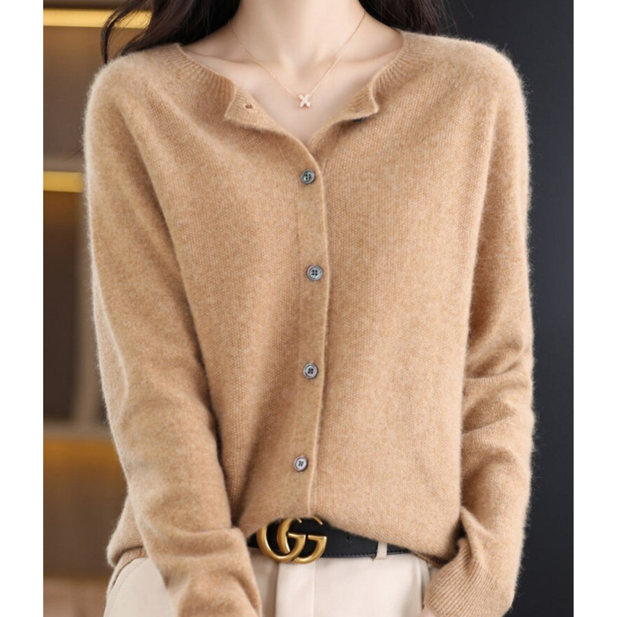 Nia Classic V-Neck Soft Knit Cardigan - view 11