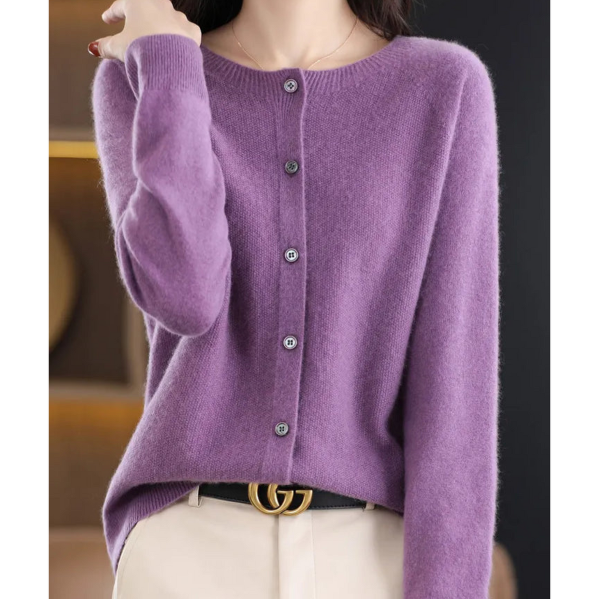 Nia Classic V-Neck Soft Knit Cardigan - view 9