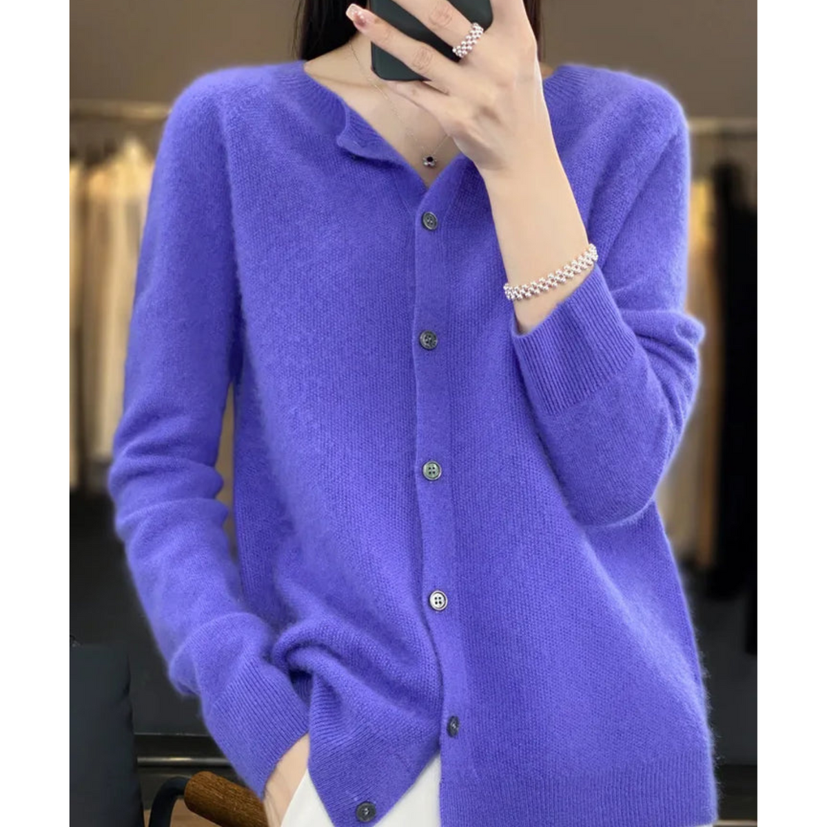 Nia Classic V-Neck Soft Knit Cardigan - view 3