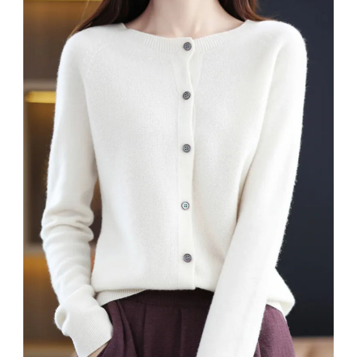 Nia Classic V-Neck Soft Knit Cardigan - view 5