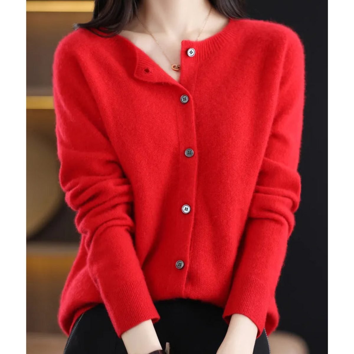 Nia Classic V-Neck Soft Knit Cardigan - view 14
