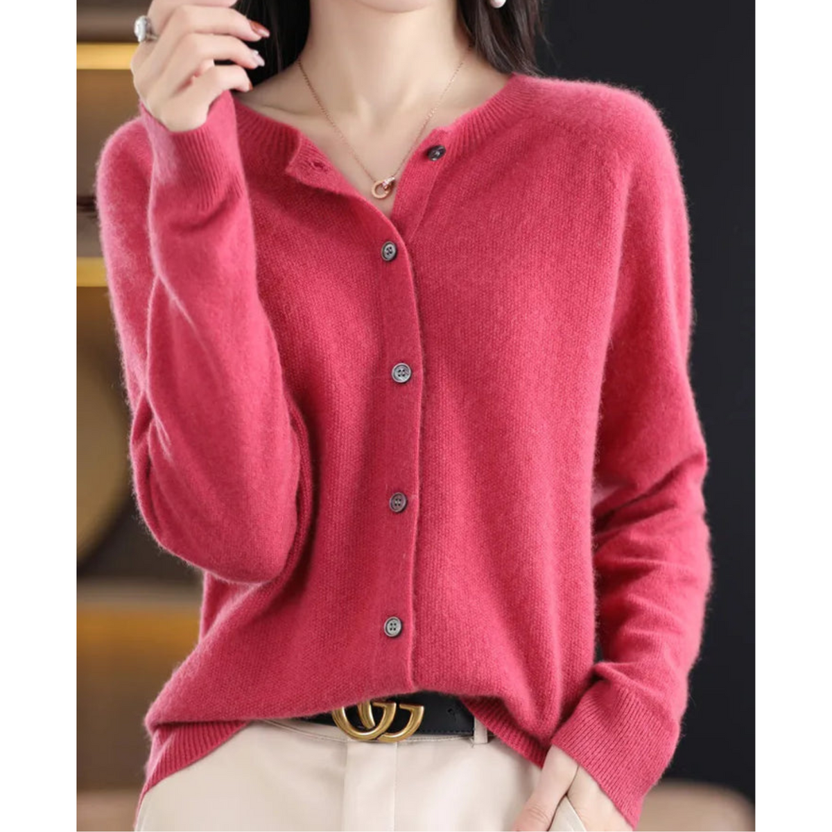 Nia Classic V-Neck Soft Knit Cardigan - view 1