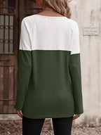 Noelle Waffle Knit Colorblock Long Sleeve Tunic Top - view 6