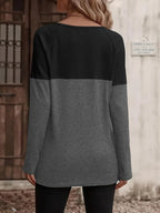 Noelle Waffle Knit Colorblock Long Sleeve Tunic Top - view 15