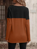 Noelle Waffle Knit Colorblock Long Sleeve Tunic Top - view 21