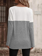 Noelle Waffle Knit Colorblock Long Sleeve Tunic Top - view 24