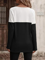 Noelle Waffle Knit Colorblock Long Sleeve Tunic Top - view 18