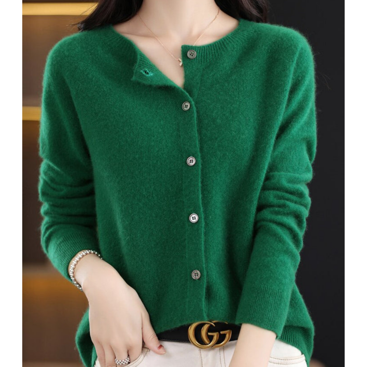 Nia Classic V-Neck Soft Knit Cardigan - view 12
