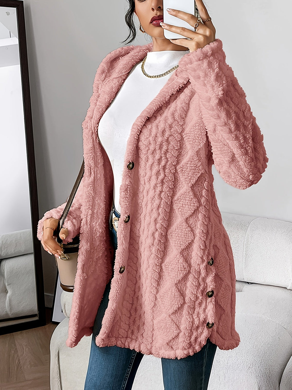 Ursa Cable Knit Cardigan with Hood - view 8