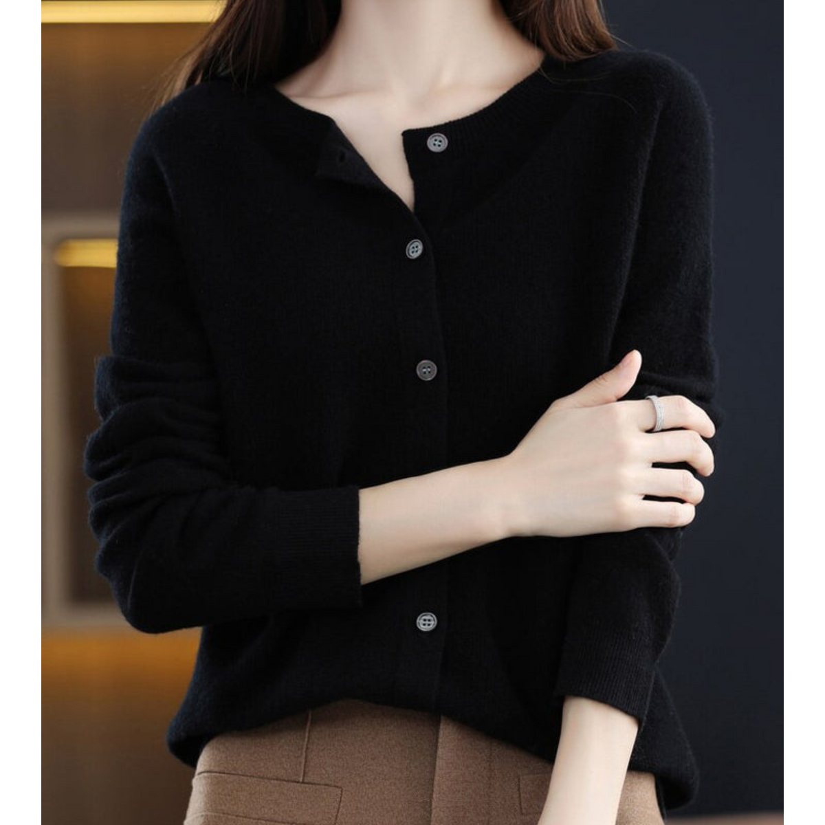 Nia Classic V-Neck Soft Knit Cardigan - view 6