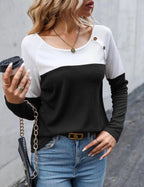 Noelle Waffle Knit Colorblock Long Sleeve Tunic Top - view 19