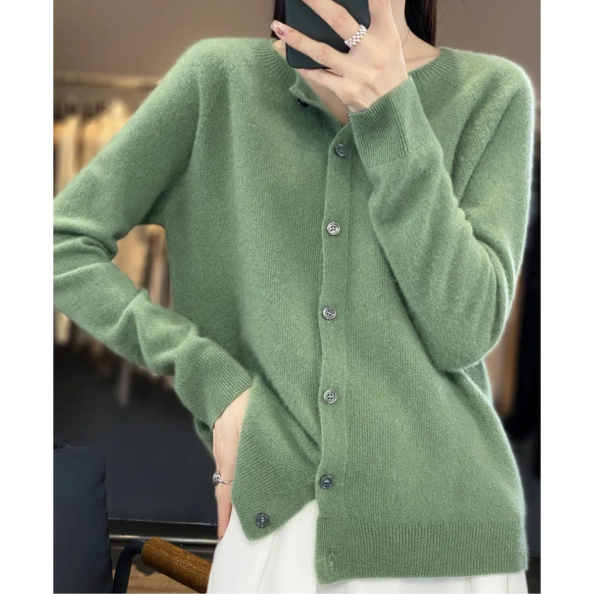 Nia Classic V-Neck Soft Knit Cardigan - view 13