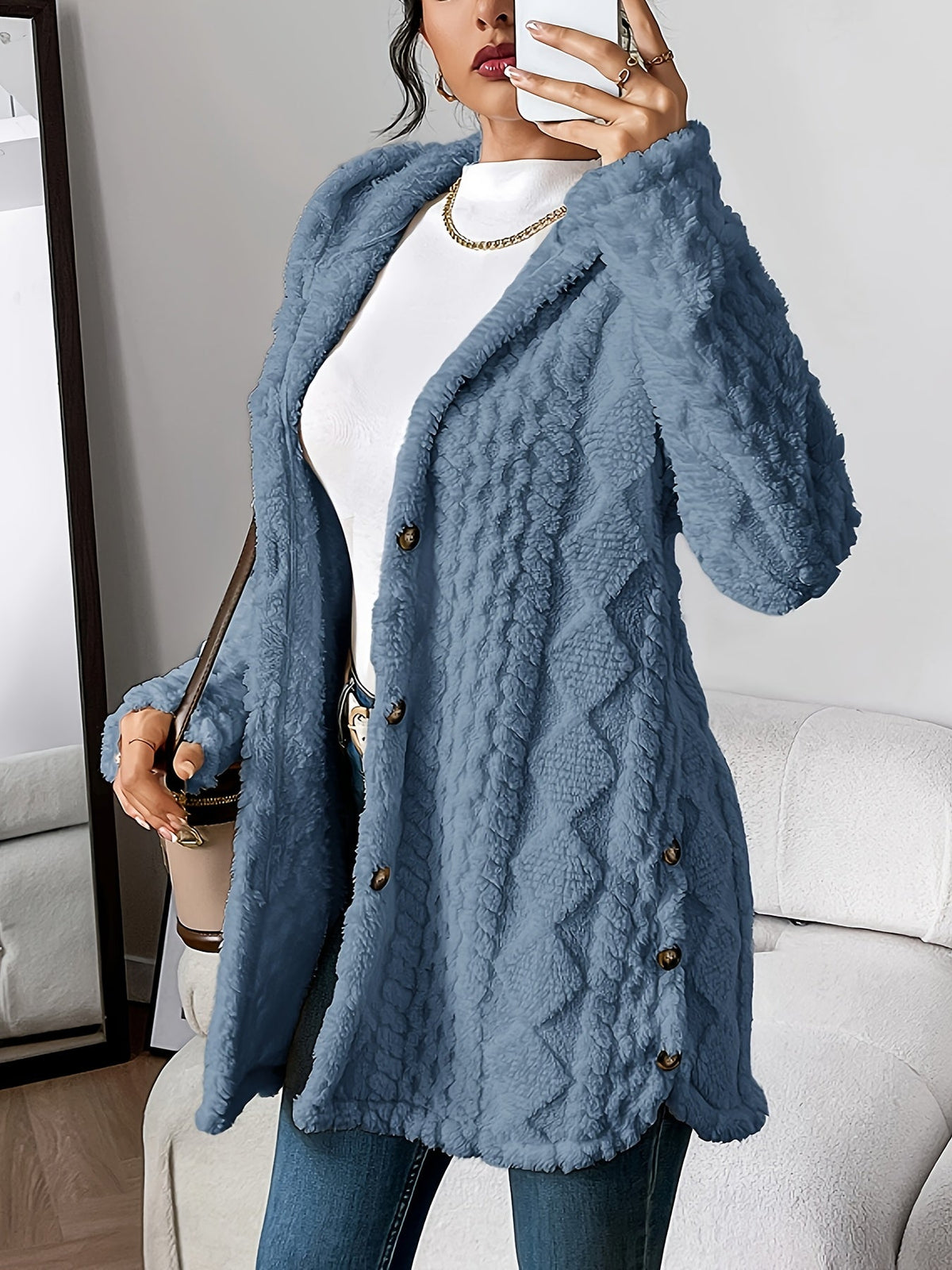 Ursa Cable Knit Cardigan with Hood - view 3