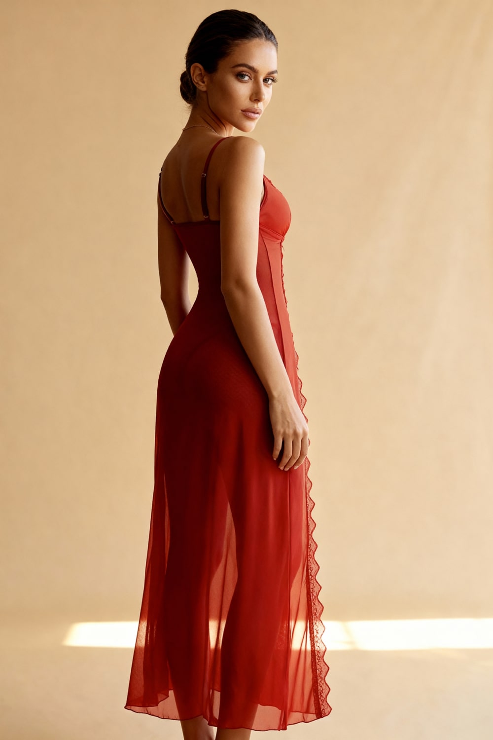 Abby Red Lace Chemise Nightie - view 3