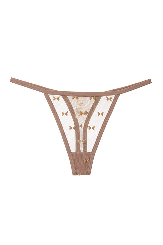 Velora Beige Tulle Thong Panties - view 1