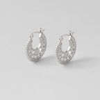 Oriana Boho Chic Silver Hoop Earrings - view 3