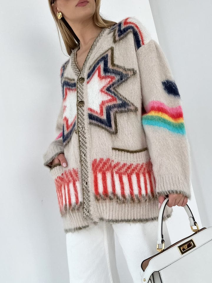 Helene Boho Geometric Knit Cardigan - view 5