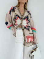 Helene Boho Geometric Knit Cardigan - view 1