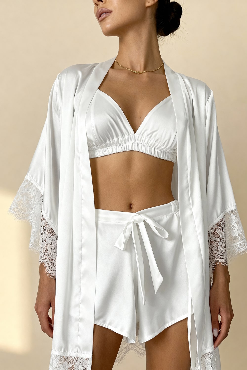 Blanche White Floral Lace Pajama Set - view 1