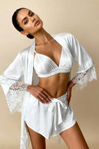 Blanche White Floral Lace Pajama Set - view 2