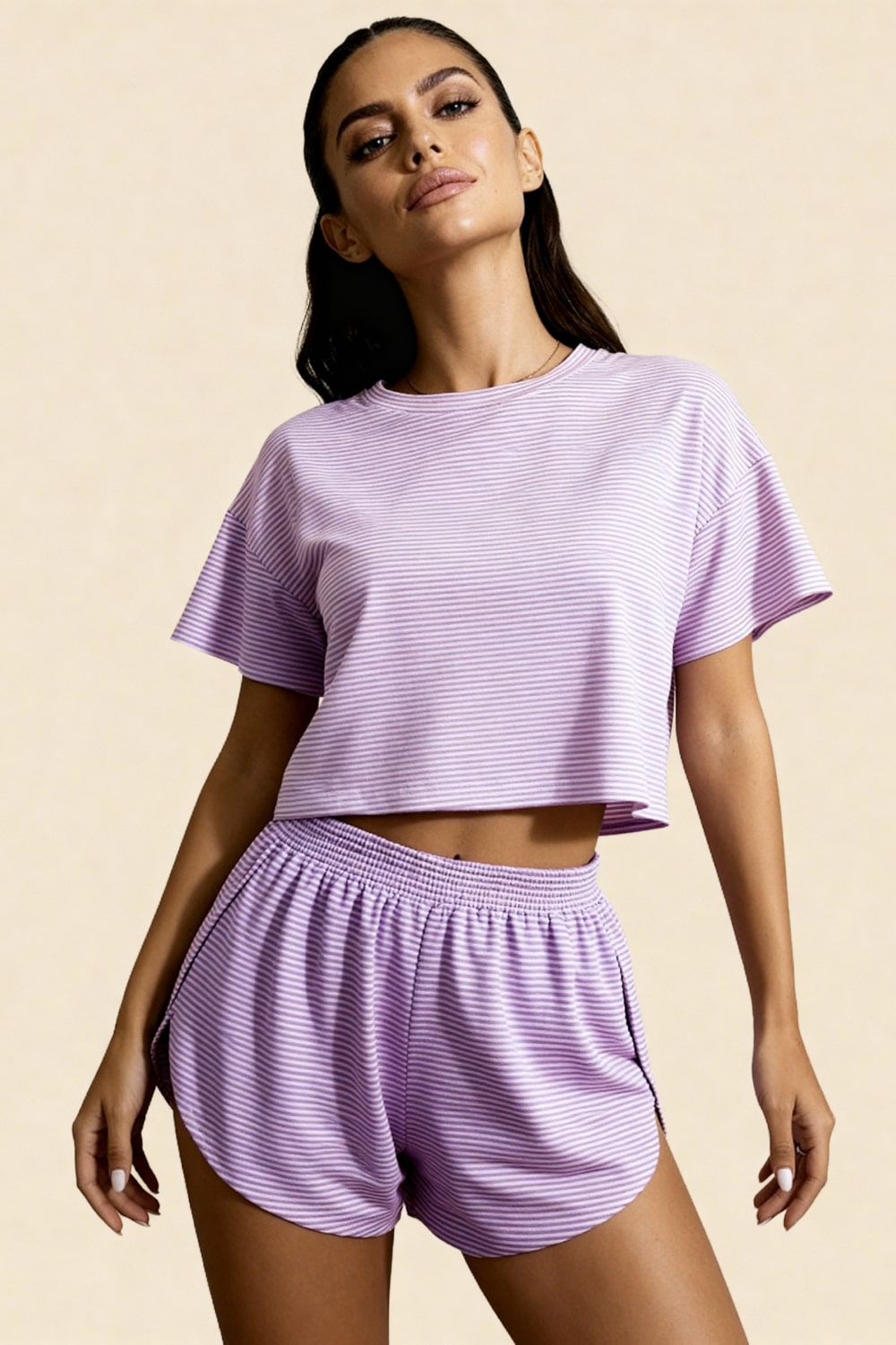 Carmen Purple Cotton Pajama Set - view 1