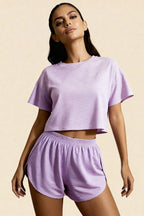 Carmen Purple Cotton Pajama Set - view 1