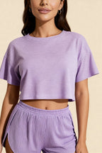 Carmen Purple Cotton Pajama Set - view 3