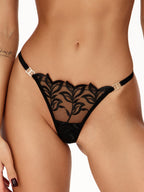 Lush Black Tulle Thong Panties - view 1