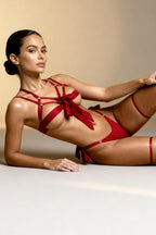 Nalia Red Satin 3-Piece Lingerie Set - view 6