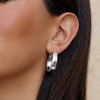 Orelia Silver Hoop Earrings - view 2