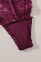 Myra Purple Floral Lace Thong Panties - view 7