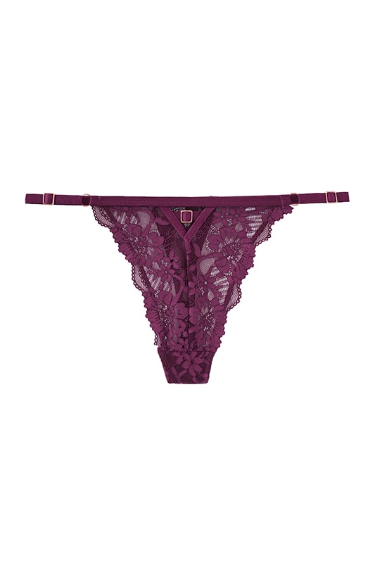 Myra Purple Floral Lace Thong Panties - view 8