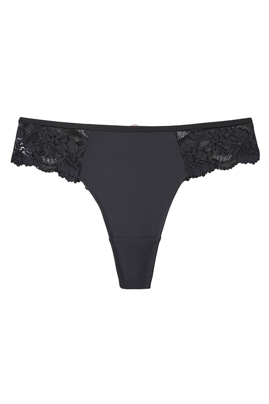 Isla Black Floral Lace Tanga Panties - view 1
