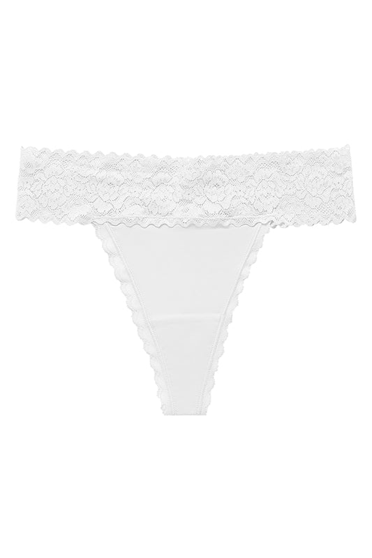 Eva White Floral Lace Thong Panties - view 1