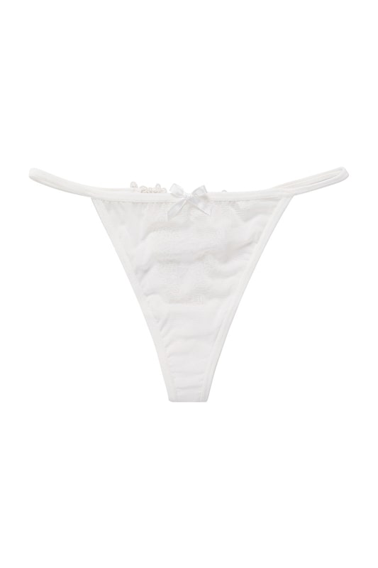 Alba White Floral Lace Thong Panties - view 1