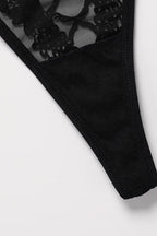 Alba Black Floral Lace Thong Panties - view 5
