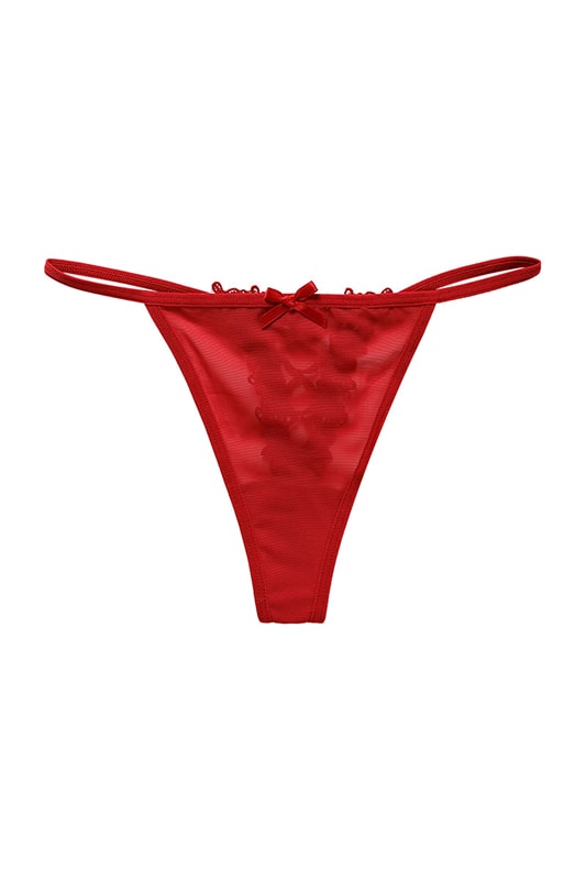 Alba Red Floral Lace Thong Panties - view 1