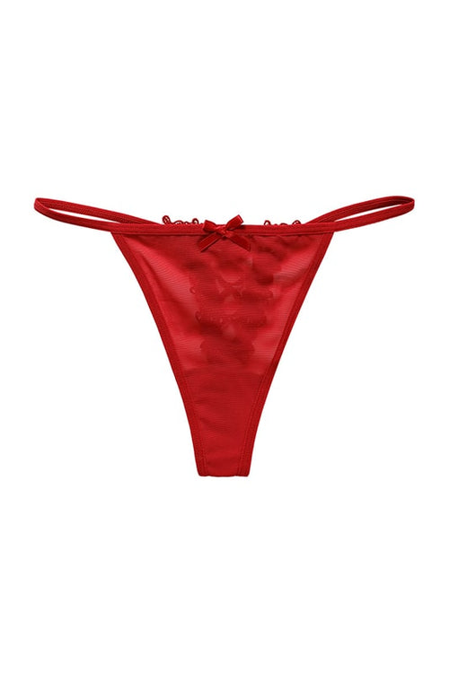 Alba Red Floral Lace Thong Panties - view 1