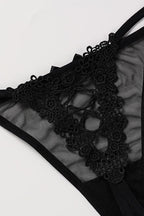 Alba Black Floral Lace Thong Panties - view 6