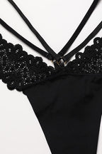 Lina Black Floral Lace Thong Panties - view 6