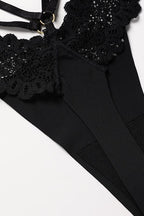 Lina Black Floral Lace Thong Panties - view 7
