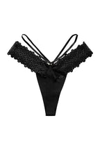 Lina Black Floral Lace Thong Panties - view 5
