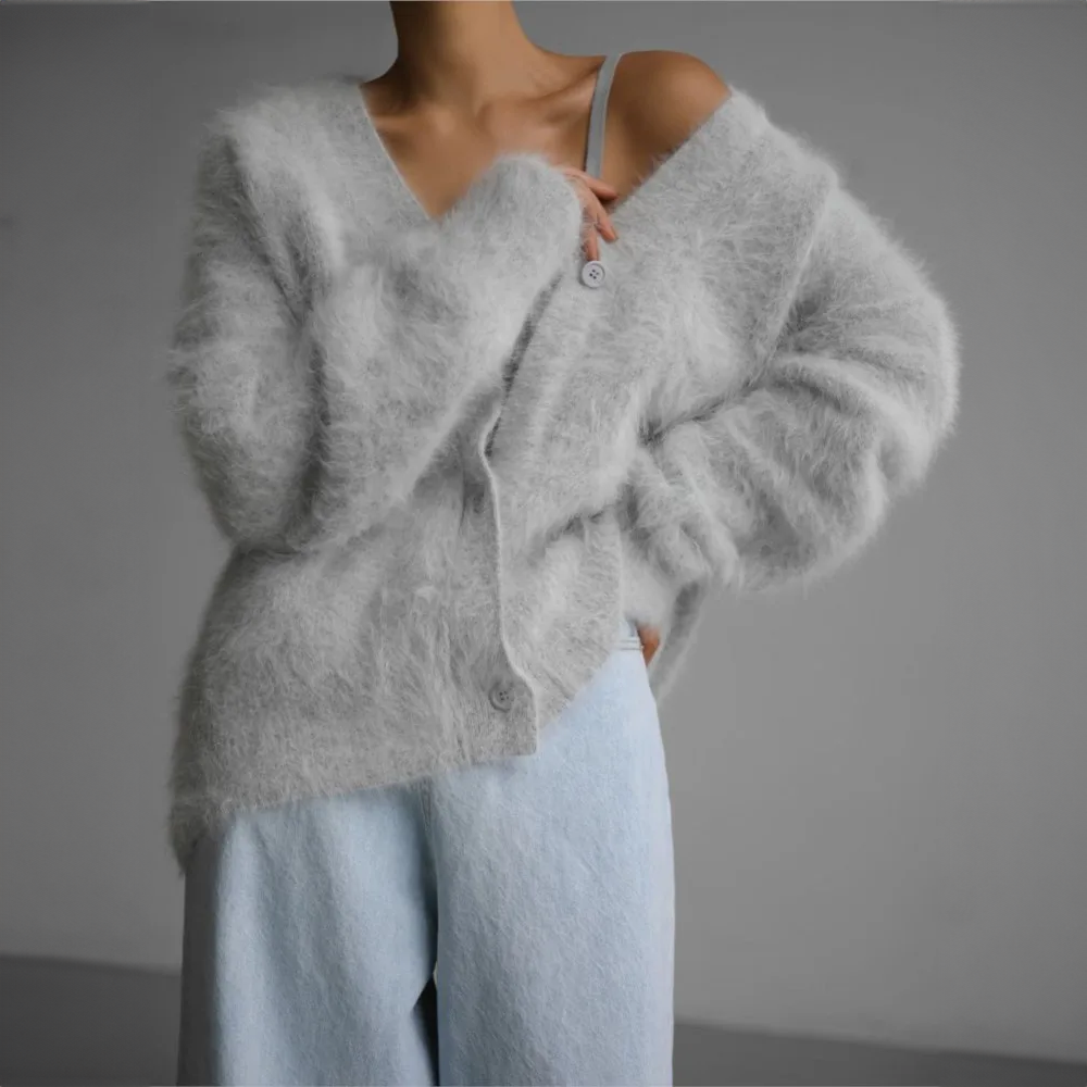 Valeria Fluffy Oversized Knit Cardigan - view 8