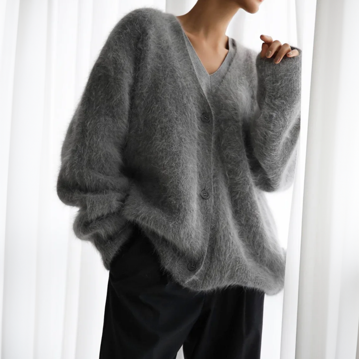 Valeria Fluffy Oversized Knit Cardigan - view 3