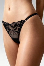 Lucinda Black Tulle Thong Panties - view 2