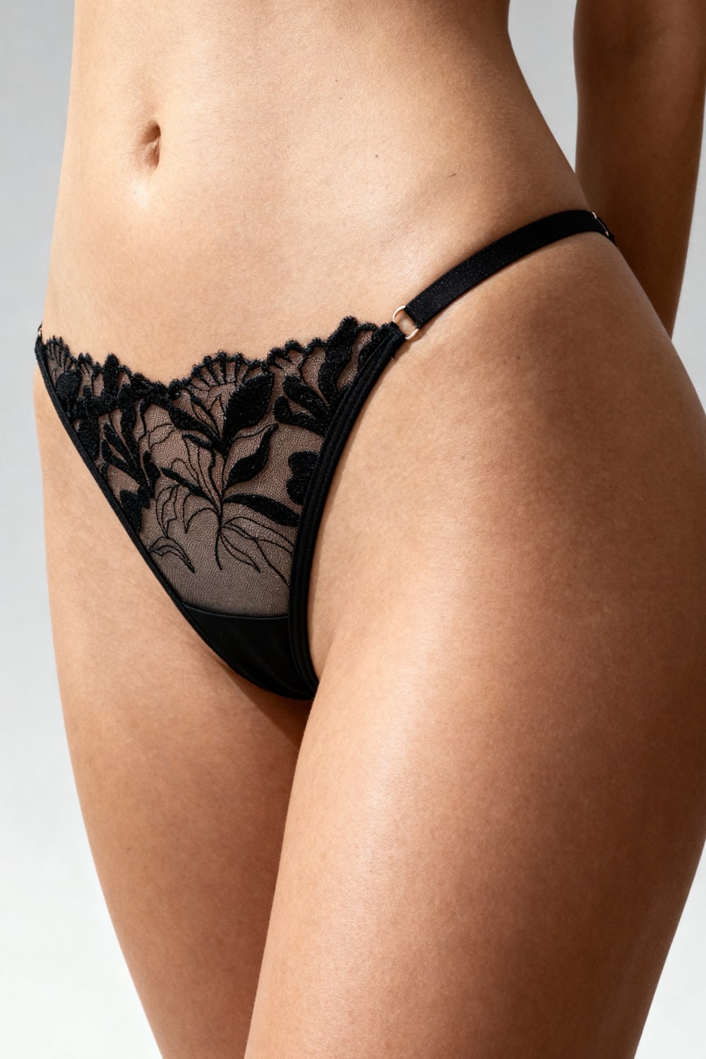 Lucinda Black Tulle Thong Panties - view 2